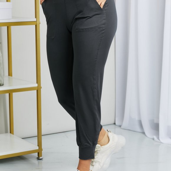 LOVEIT Full Size Wide Waistband Cropped Joggers - Picture 3 of 8